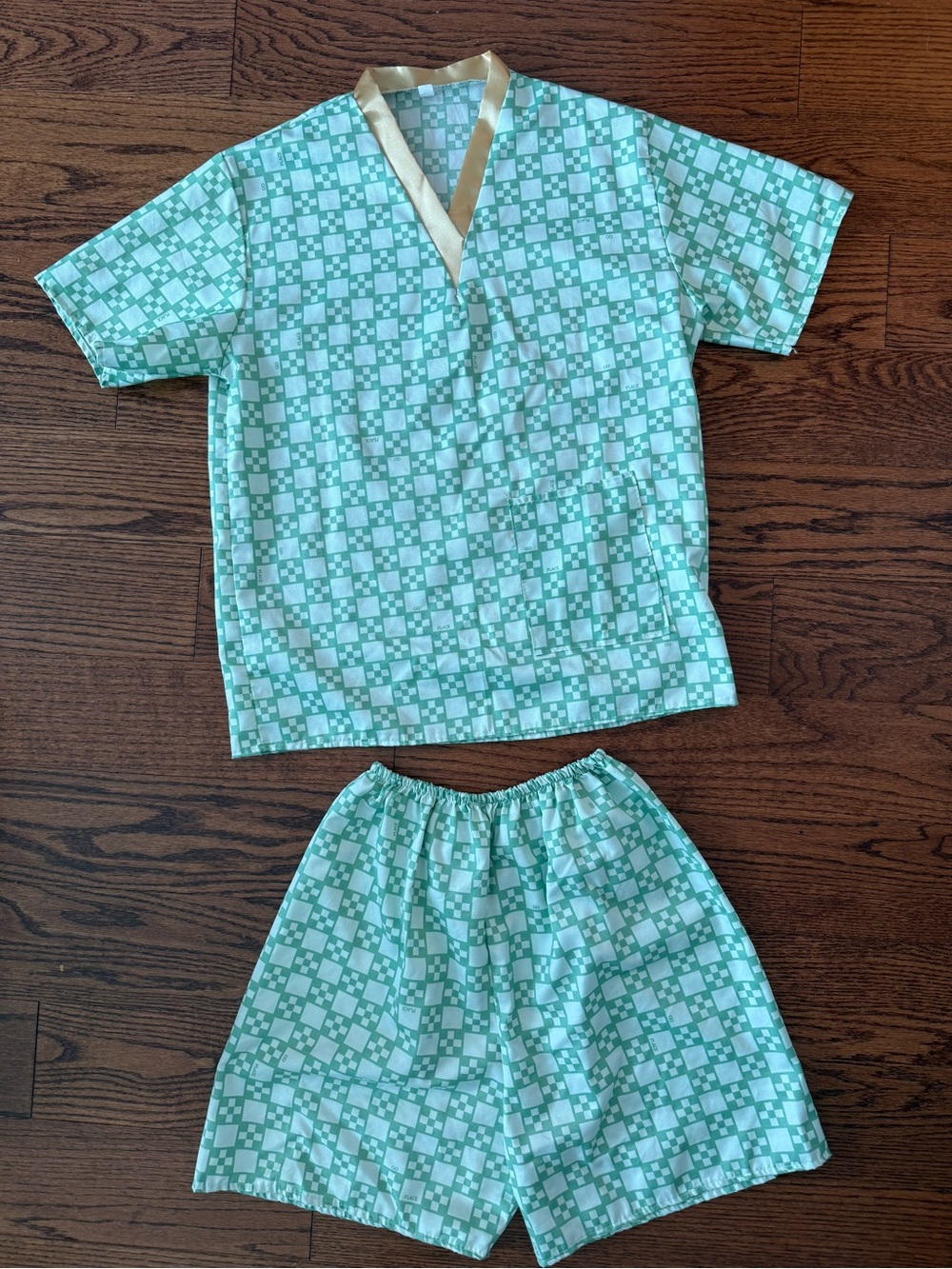 Satin Green Checked Pajama Set